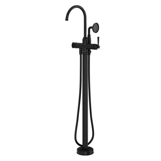 Phoenix Cromford Floor Mounted Bath Mixer with Hand Shower, Matte Black