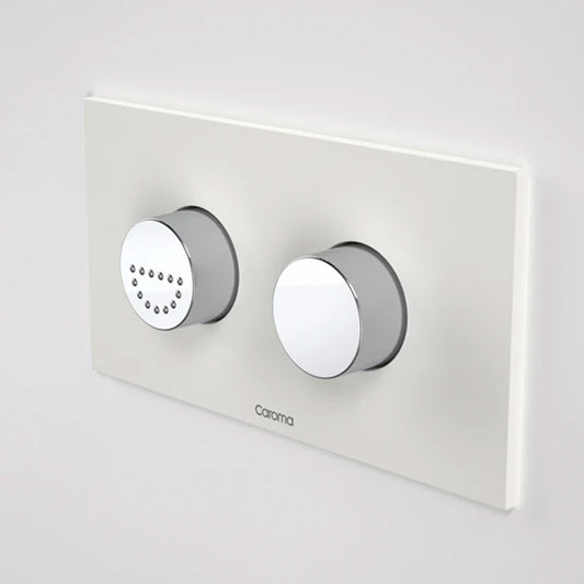 Caroma Invisi Series II Dual Flush Plate & Raised Care Buttons (Plastic) | Round | Morning Glow/Pearl