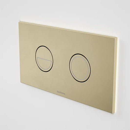 Caroma Invisi Series II Dual Flush Plate & Buttons | Round | Brushed Brass