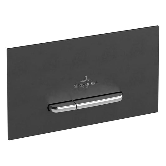 Villeroy And Boch Viconnect M300 Flush Plate | Glossy Black Glass | Satin Button