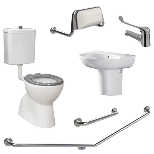 Fienza Accessible Toilet Care Kit 2 with Right Hand 40° Rail, Grey Seat