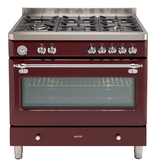 Euro Appliances Dual Fuel Royal Chiantishire Freestanding Oven | Burgundy | 90cm