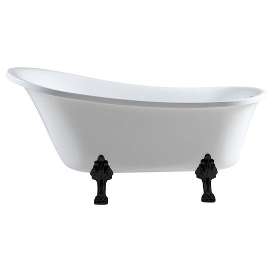 Fienza Clawfoot Freestanding Acrylic Bath, 1700mm Matte Black Feet