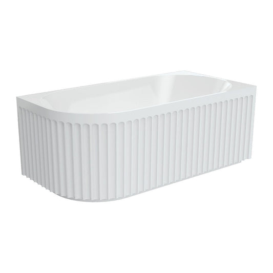 Fienza Eleanor Fluted Left-Hand Acrylic Corner Bath, 1500mm