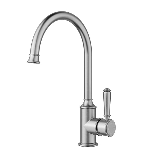 Ikon Clasico Gooseneck Sink Mixer Brushed Nickel