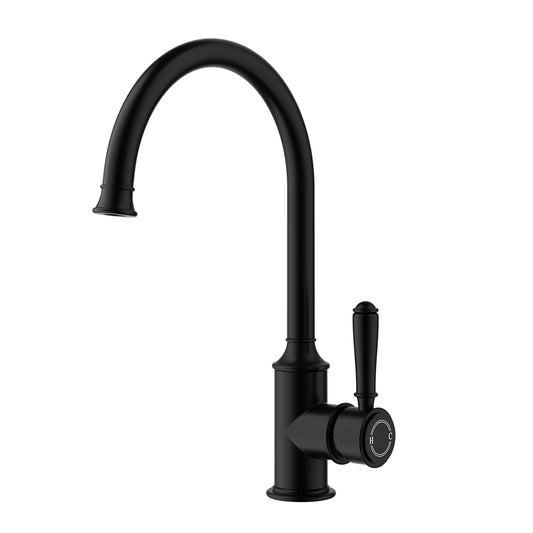 Ikon Clasico Gooseneck Sink Mixer Matte Black