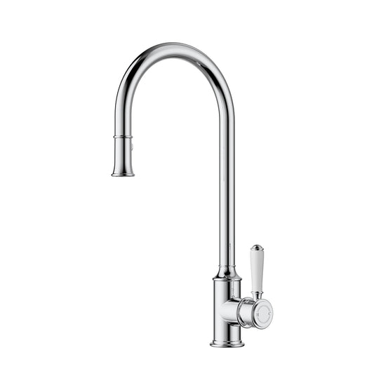 Ikon Clasico Pull-Out Sink Chrome - Ceramic Handle