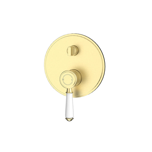 Ikon Clasico Wall Diverter Mixer Trim Kits Brushed Gold - Ceramic Handle