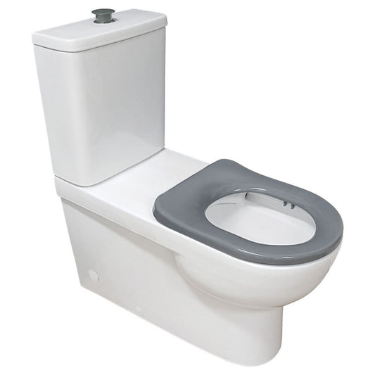 Fienza Stella Care Back-to-Wall Toilet Suite, Grey Seat, S-Trap, Top Inlet