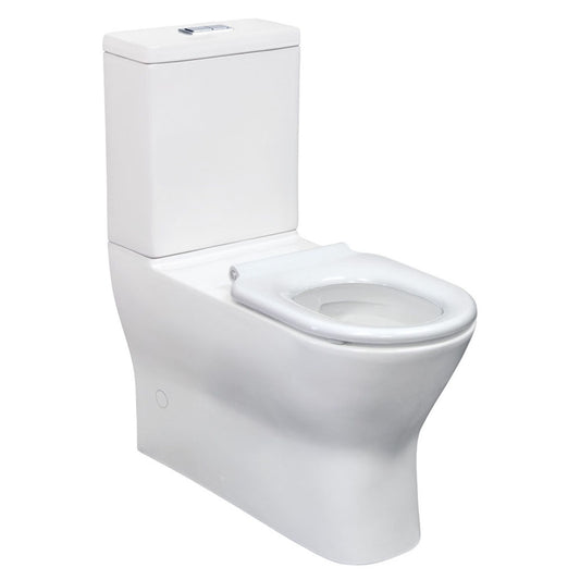 Fienza Delta Care Back-to-Wall Toilet Suite, White Seat, Slim Buttons, S-Trap 90-280