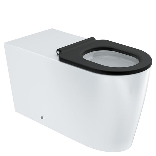 Fienza Isabella Care Wall-Faced Toilet Suite, Black Seat, S-Trap