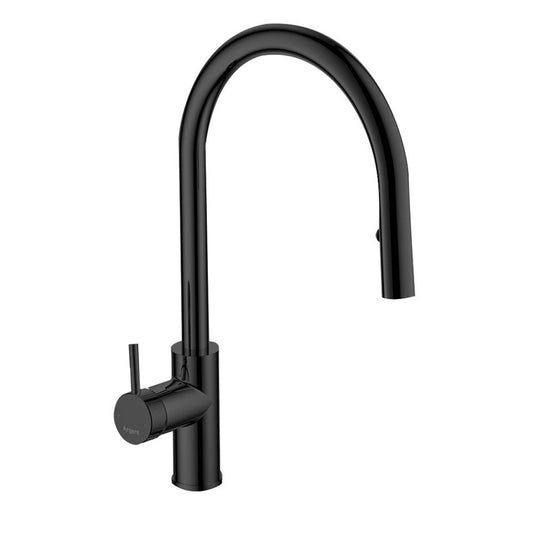 Argent Grace Gooseneck Kitchen Mixer Pull Out Aerator Matte Black