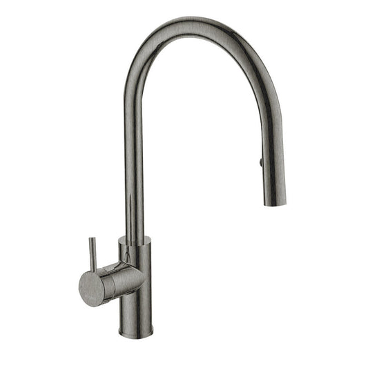 Argent Grace Gooseneck Kitchen Mixer Pull Out Aerator Brushed Nickel