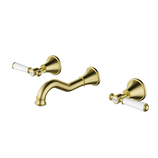 Ikon Clasico Bath Set Brushed Gold - Ceramic Handle