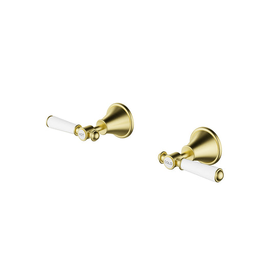 Ikon Clasico Wall Top Assemblies Brushed Gold - Ceramic Handle