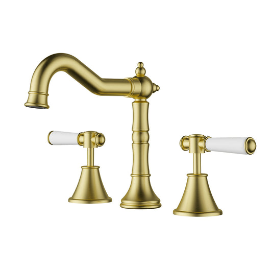 Ikon Clasico Basin Set Brushed Gold - Ceramic Handle