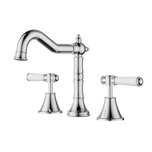 Ikon Clasico Basin Set Chrome - Ceramic Handle