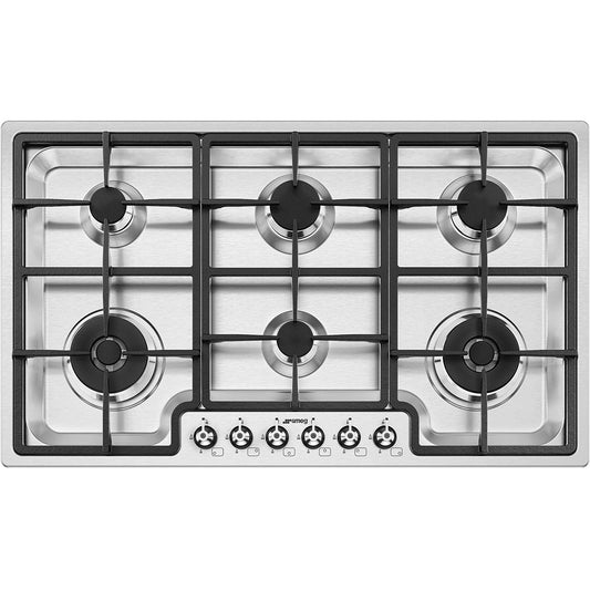 Smeg 90cm Classic 6 Burner Stainless Steel Cooktop